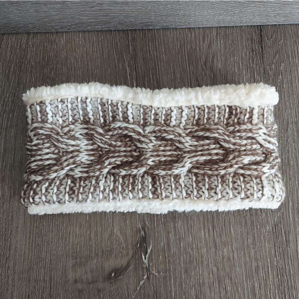 Brown Knit Faux Fur Headband Ear Warmer